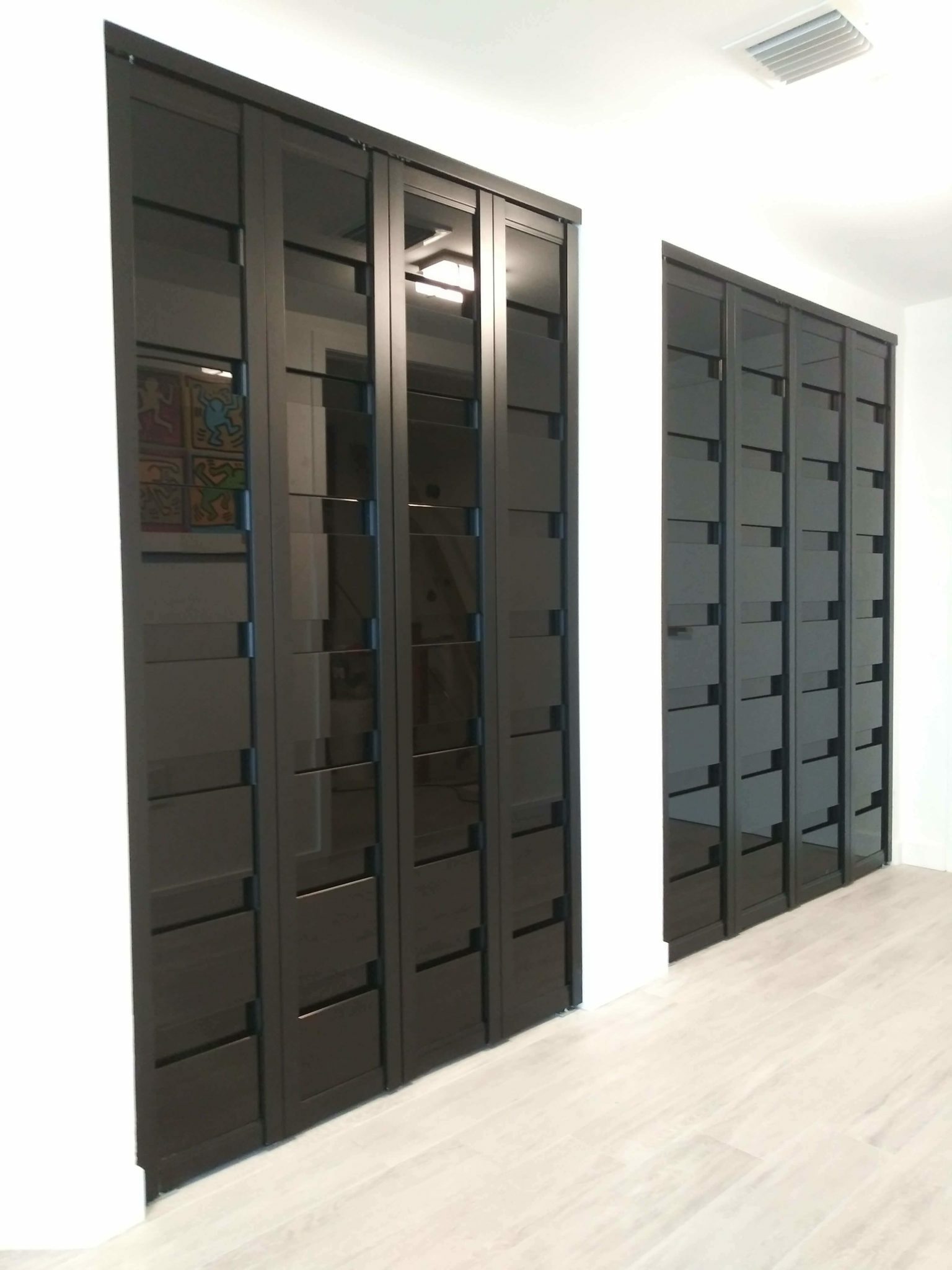 AC doors Bi-fold Custom made with White Glass Air Conditioning Doors