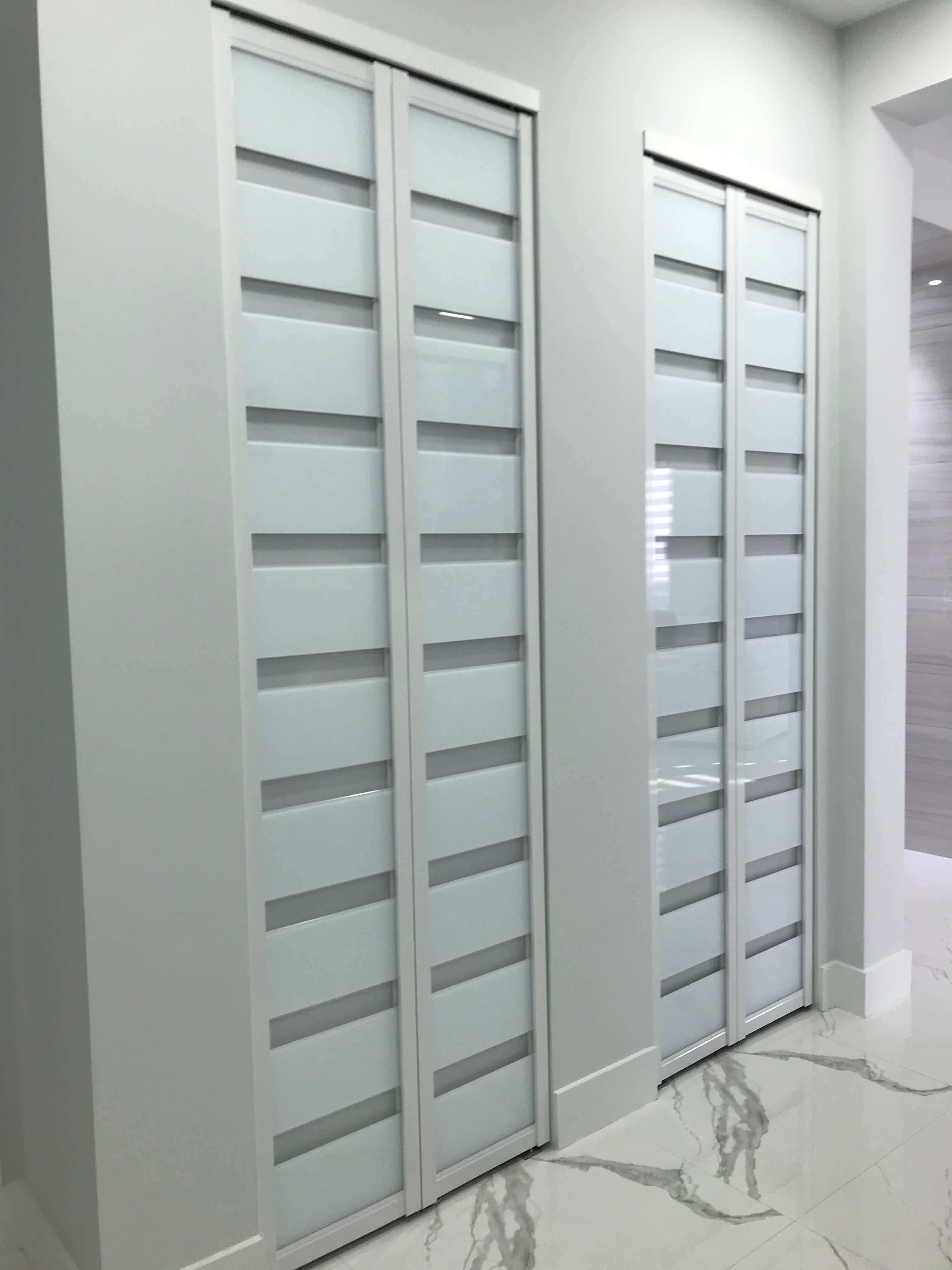 AC doors Bifold Custom made with White Glass Air Conditioning Doors