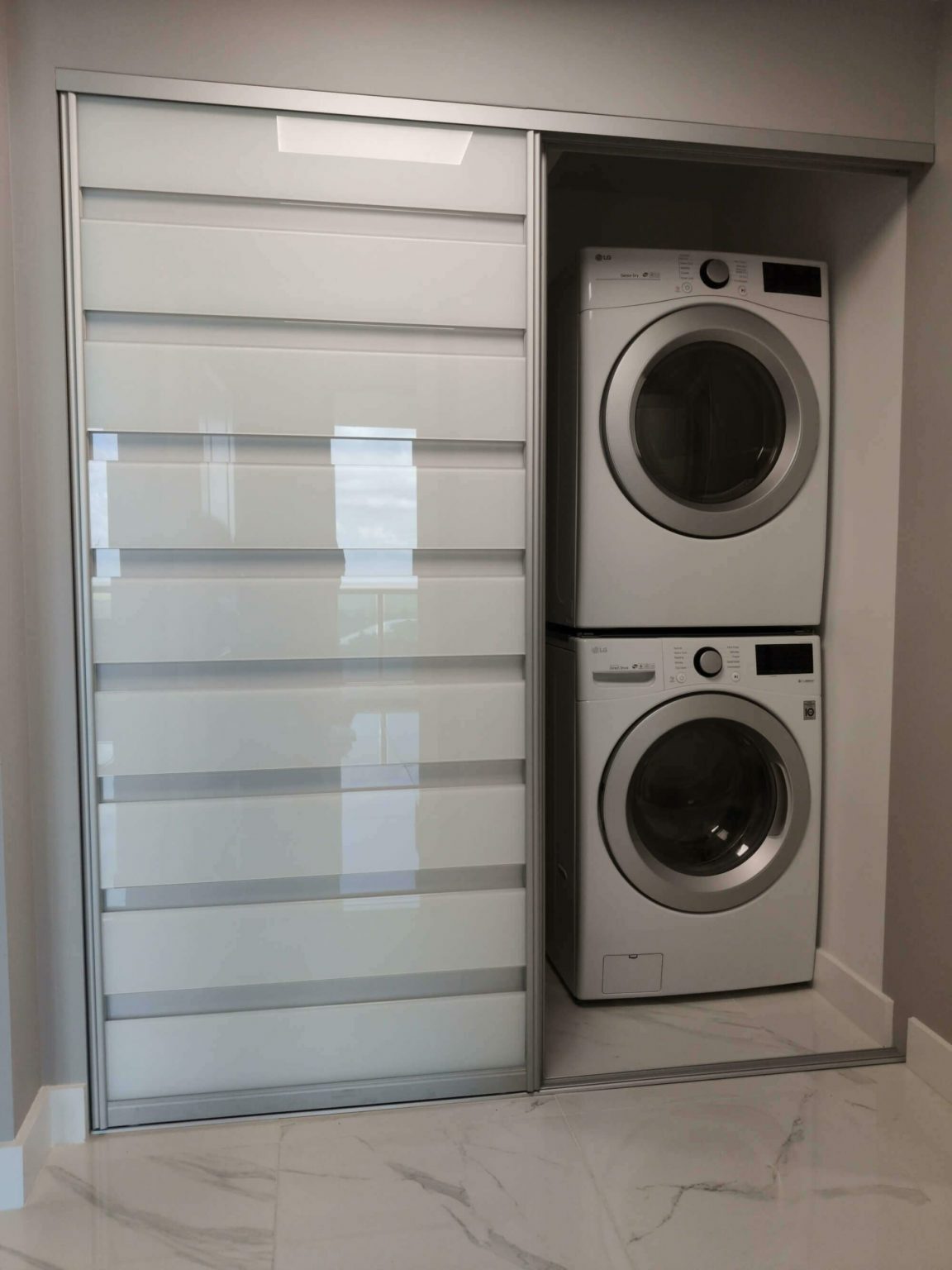 AC doors Bifold Custom made with White Glass Air Conditioning Doors