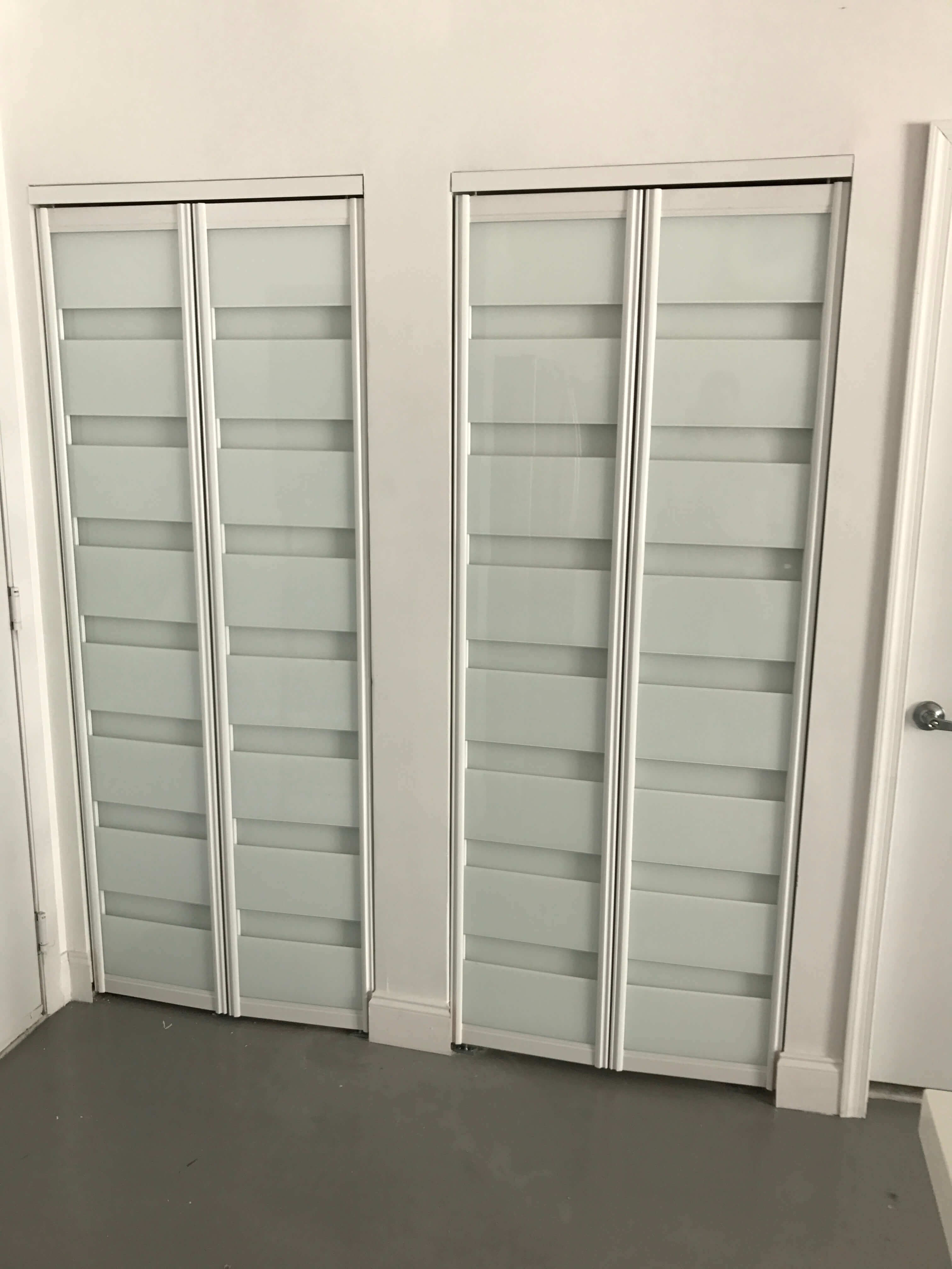 AC doors Bifold Custom made with White Glass Air Conditioning Doors