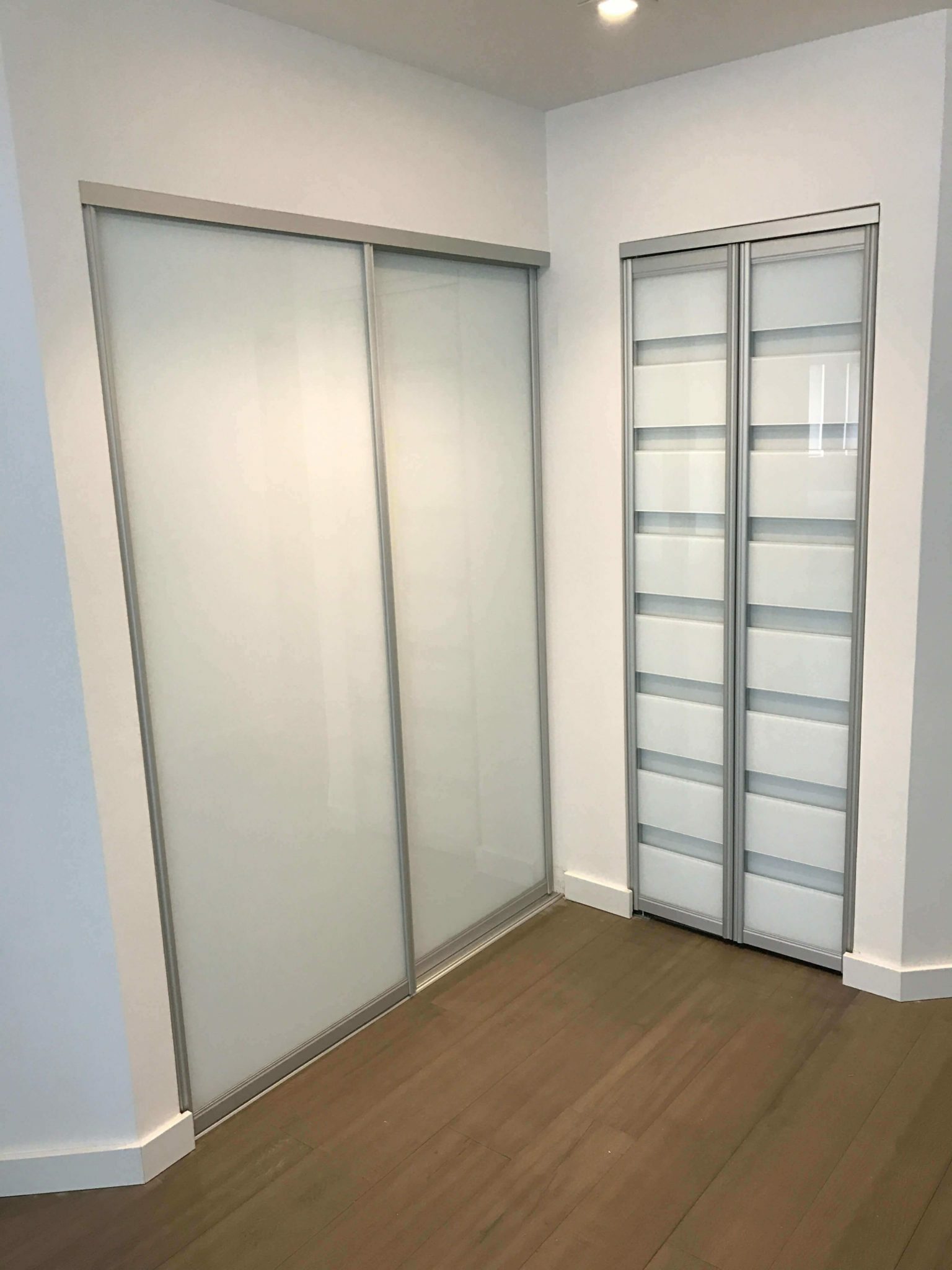 AC doors Bifold Custom made with White Glass Air Conditioning Doors