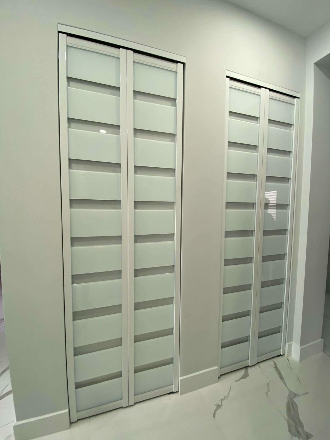 AC doors Bifold Custom made with White Glass Air Conditioning Doors
