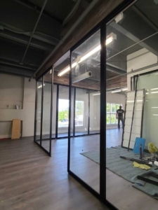 RD-05 Room Divider Black Frame Clear Glass