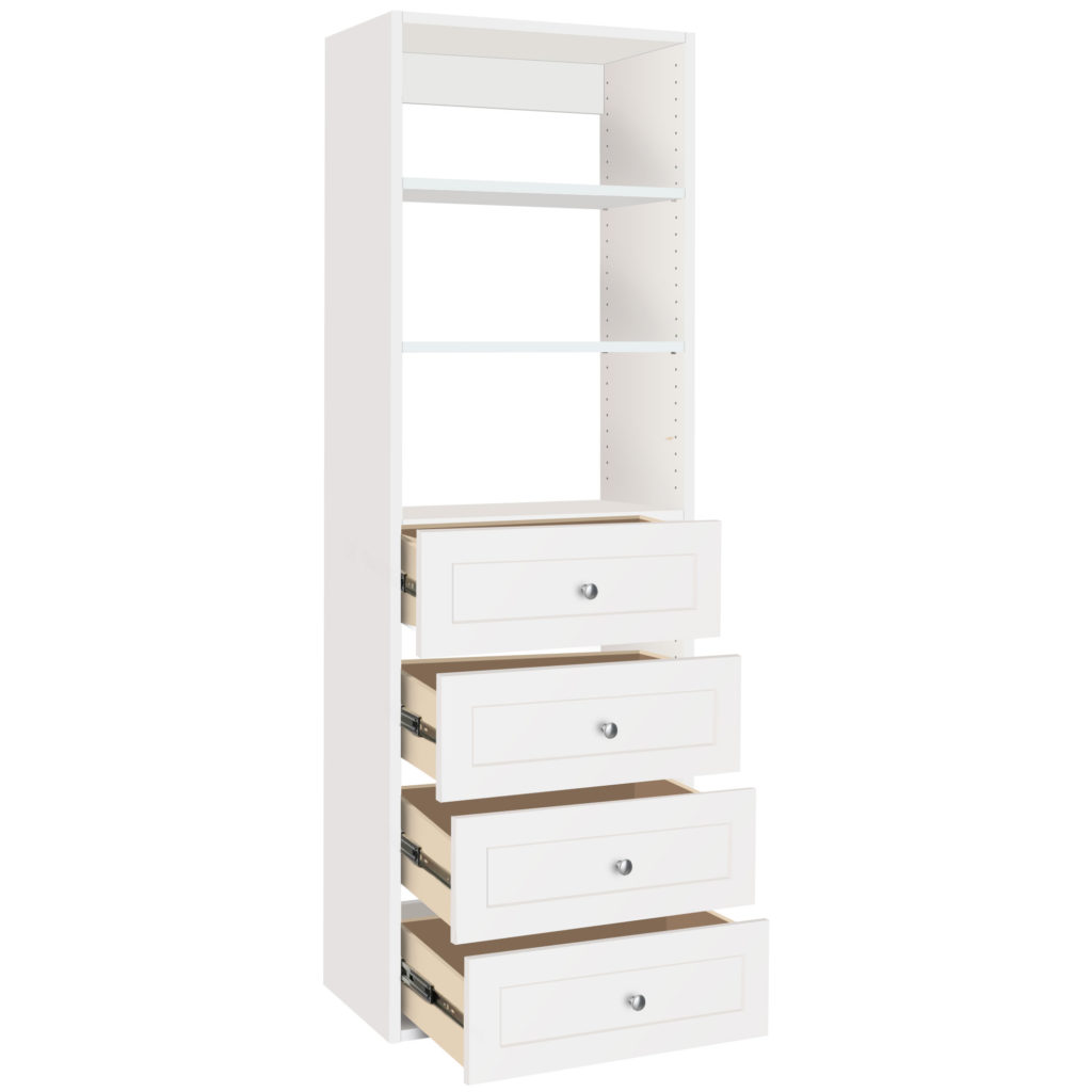 Closet Accessories VISTA 4 DRAWER SHELF CLOSET TOWER decocloset