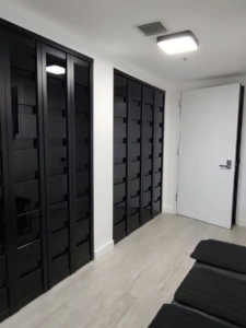ACBF-06 – AC Double Bifold Door – Black Acrylic – Black Frame