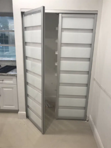 ACPD-05- AC Double Pivot Door – White Glass – Silver Frame
