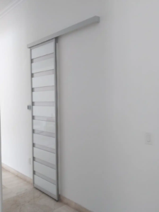 ACWH-02 - AC Wall Hanging Door - White Glass - Silver Frame ACWH-02 - AC Wall Hanging Door - White Glass - Silver Frame